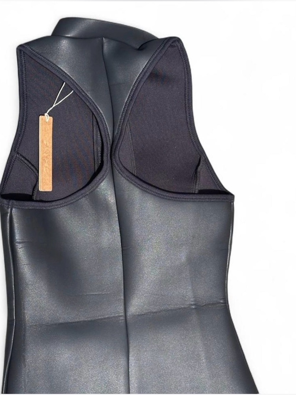 SKIMS *NWT RUBBERIZED SCUBA SWIM MOCK NECK DRESS | COLOR: ONYX | SIZE: XXS - Picture 9 of 10